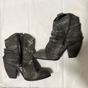 Gray heeled boots